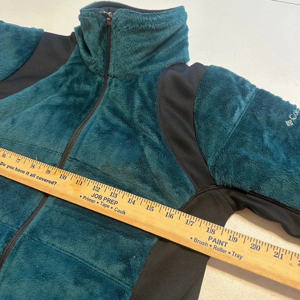 Columbia Fleece Jacket Womens L Teal Omni-Heat Zip‎ Outdoor Thermal Hybrid